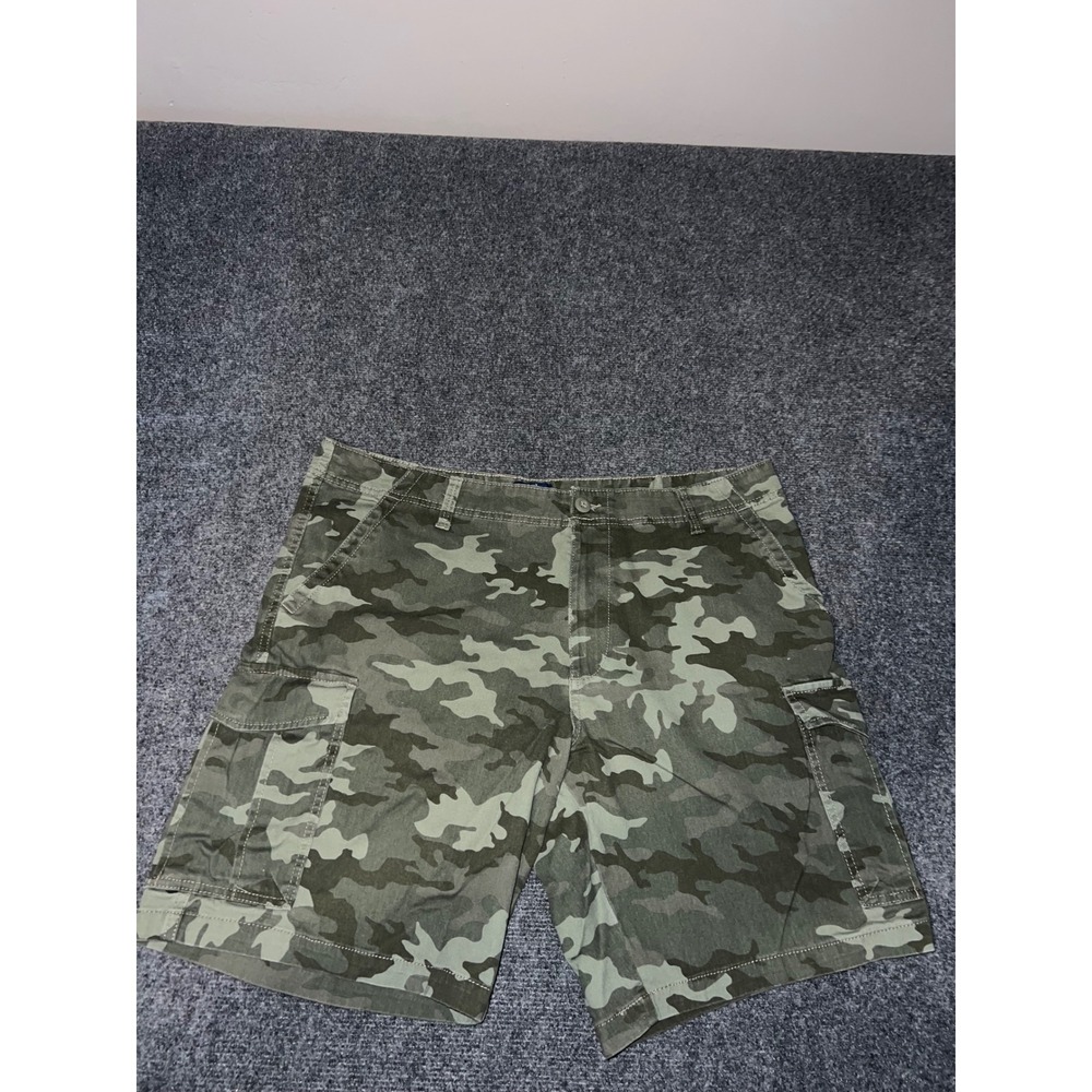 George Mens Camo Cargo Shorts Size 38 Green Camouflage Cotton Blend Casual